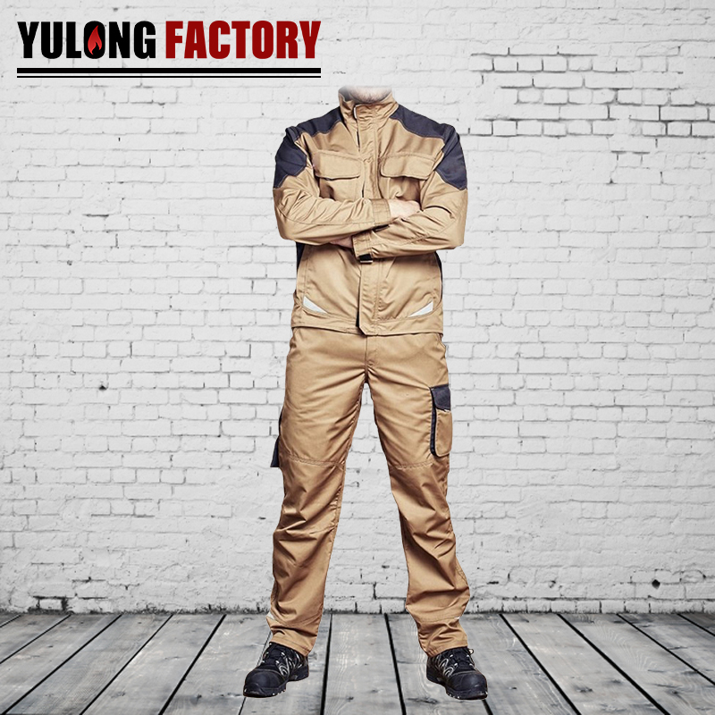 長(zhǎng)袖勞保工作服耐磨工廠車間套裝制服定